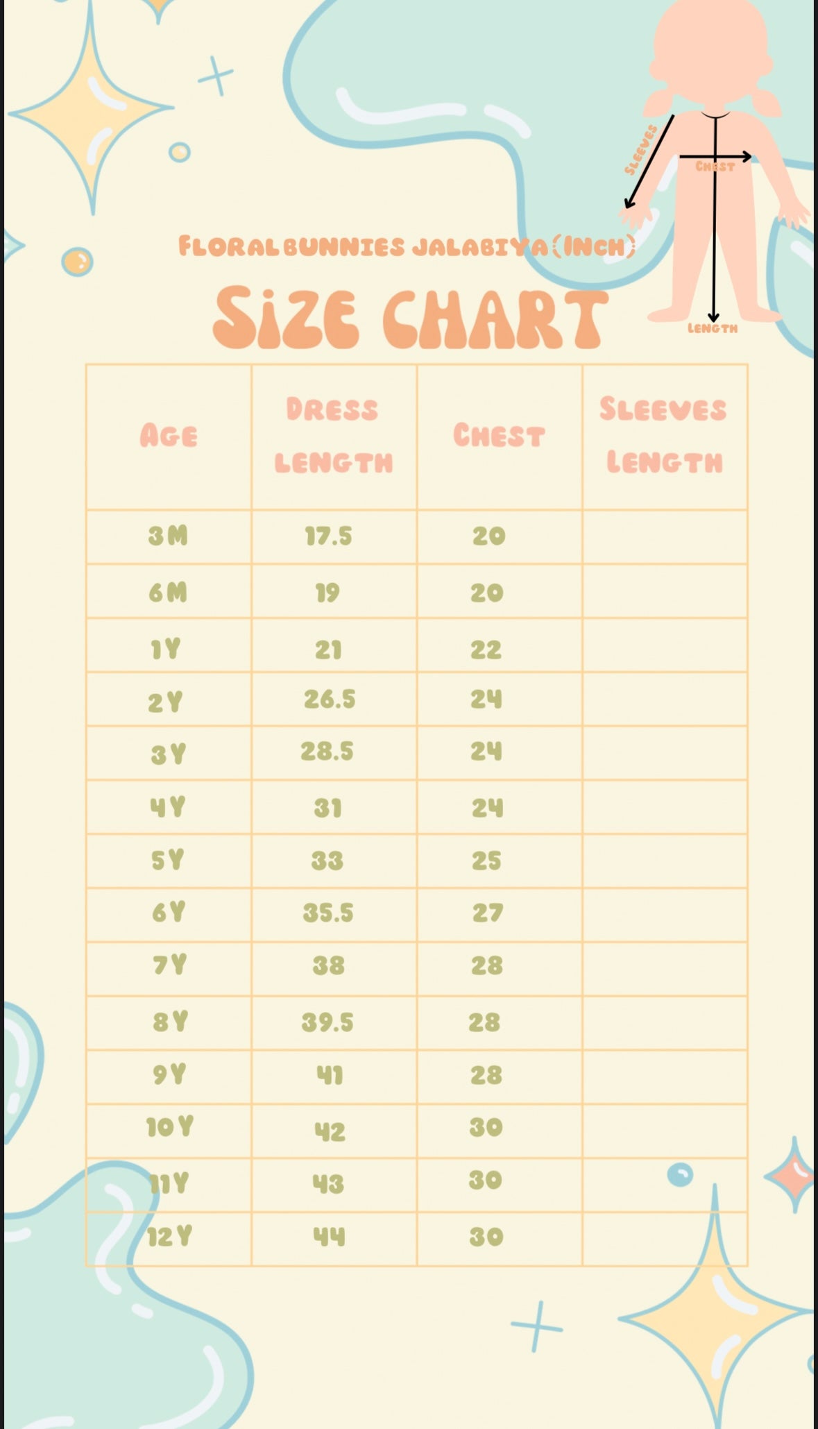 Floral bunnies Jalabiya + 2 Hair clips - 76