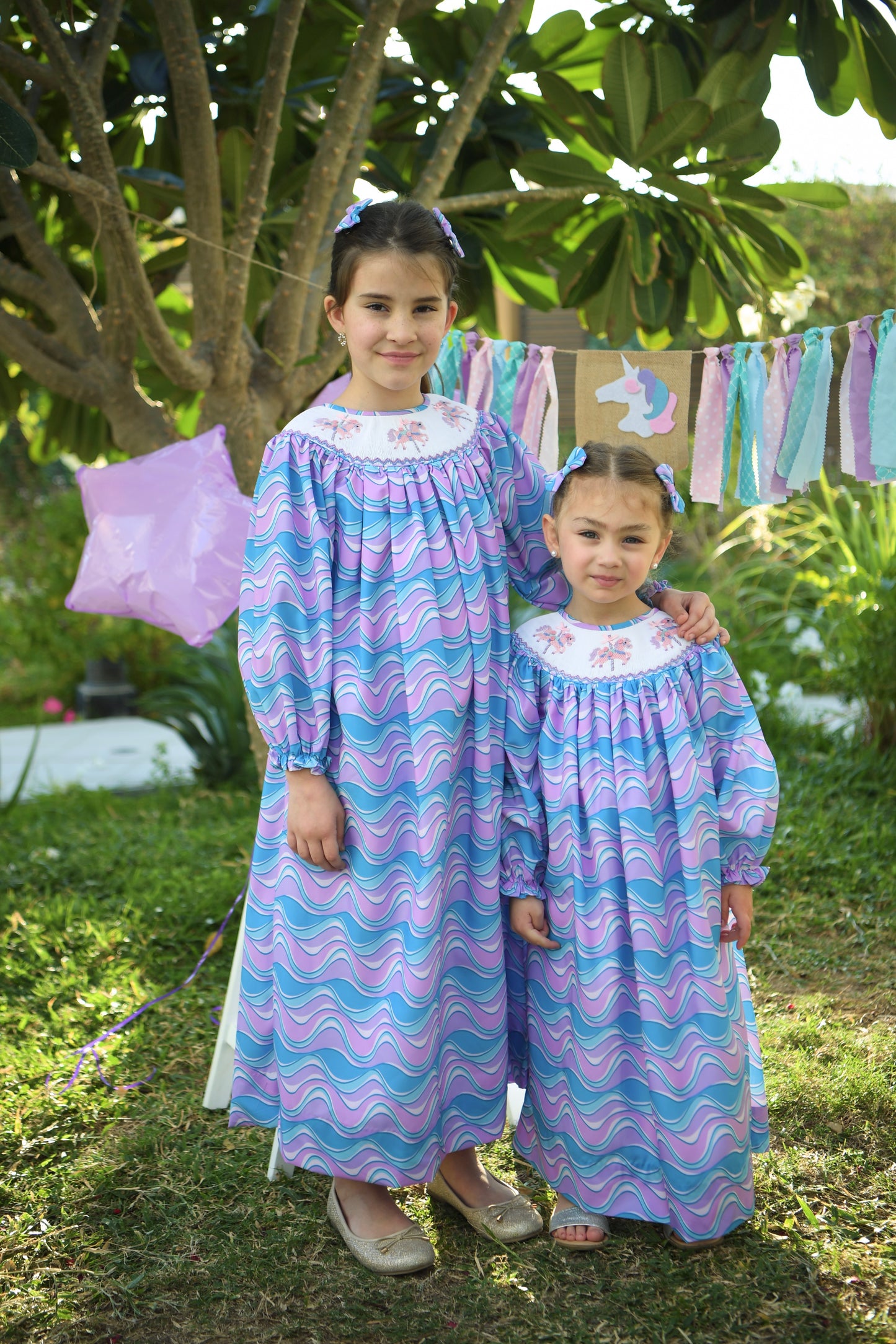 Carousel LONG dress + 2 hair clips - 78