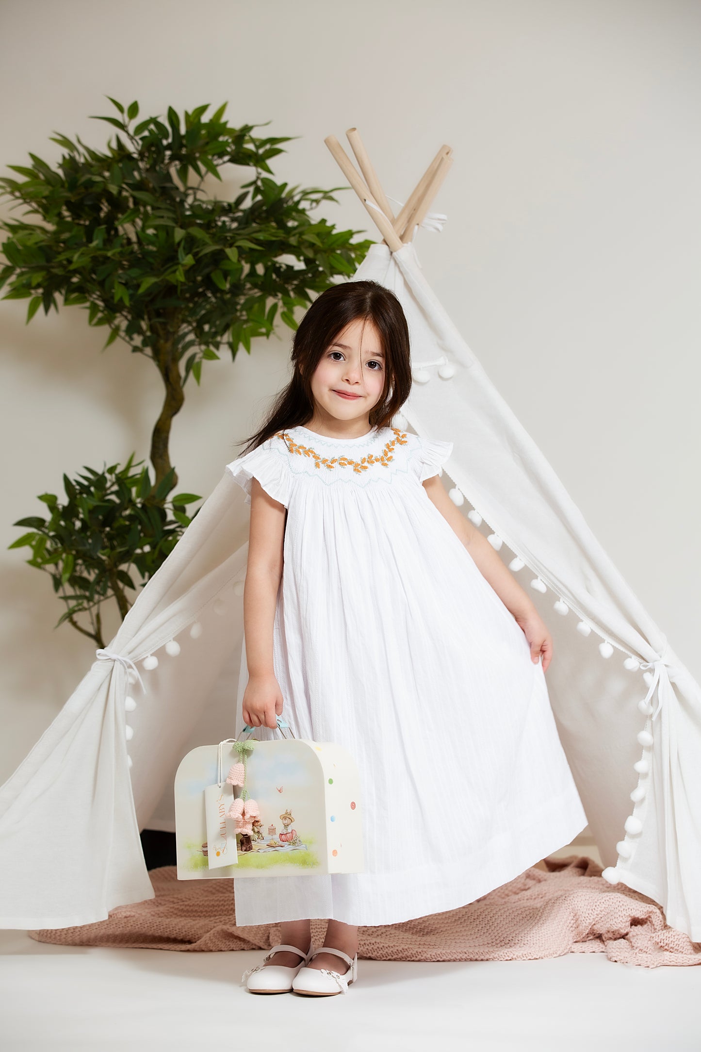 Flower neckline LONG dress + 1 big bow -36