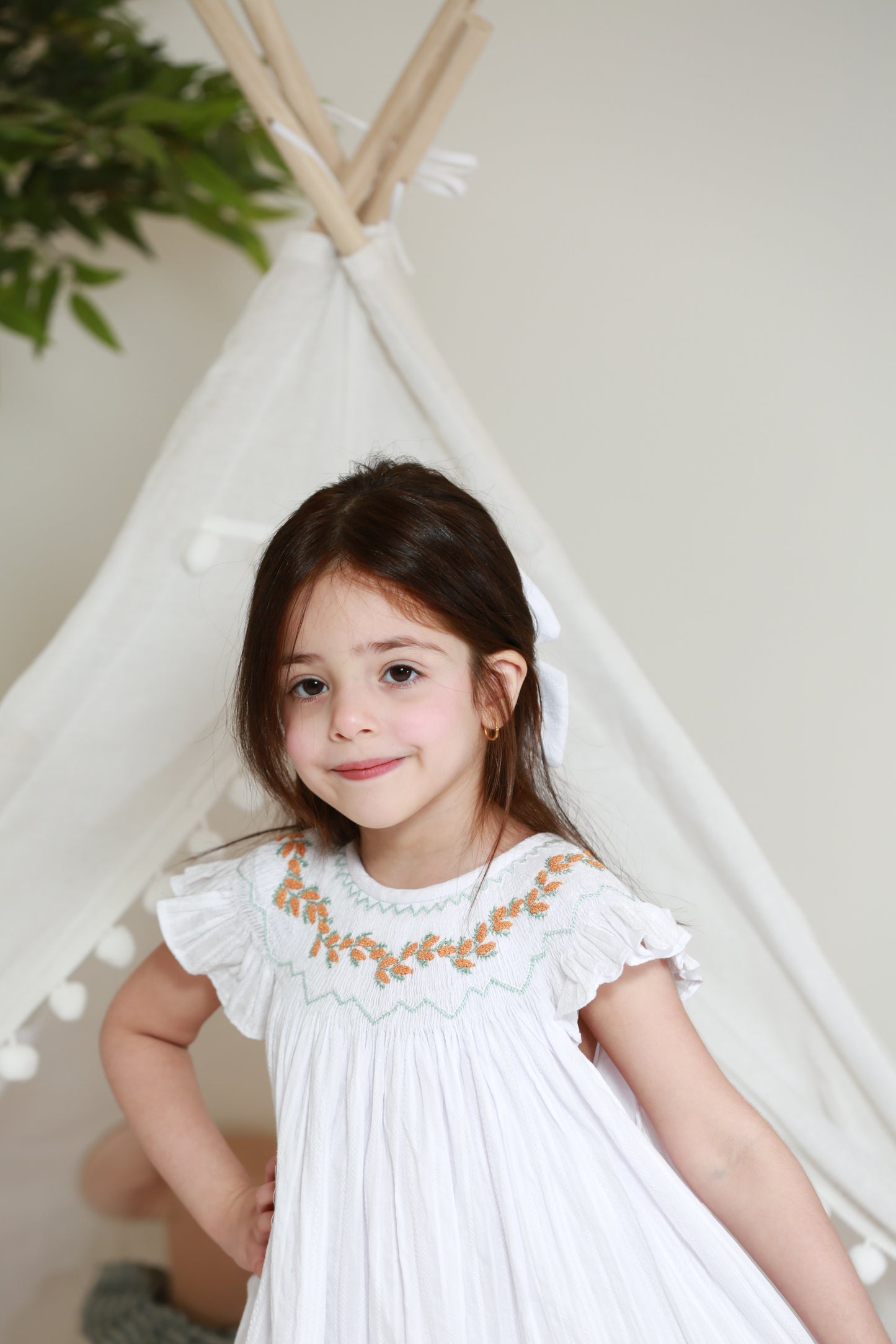 Flower neckline LONG dress + 1 big bow -36