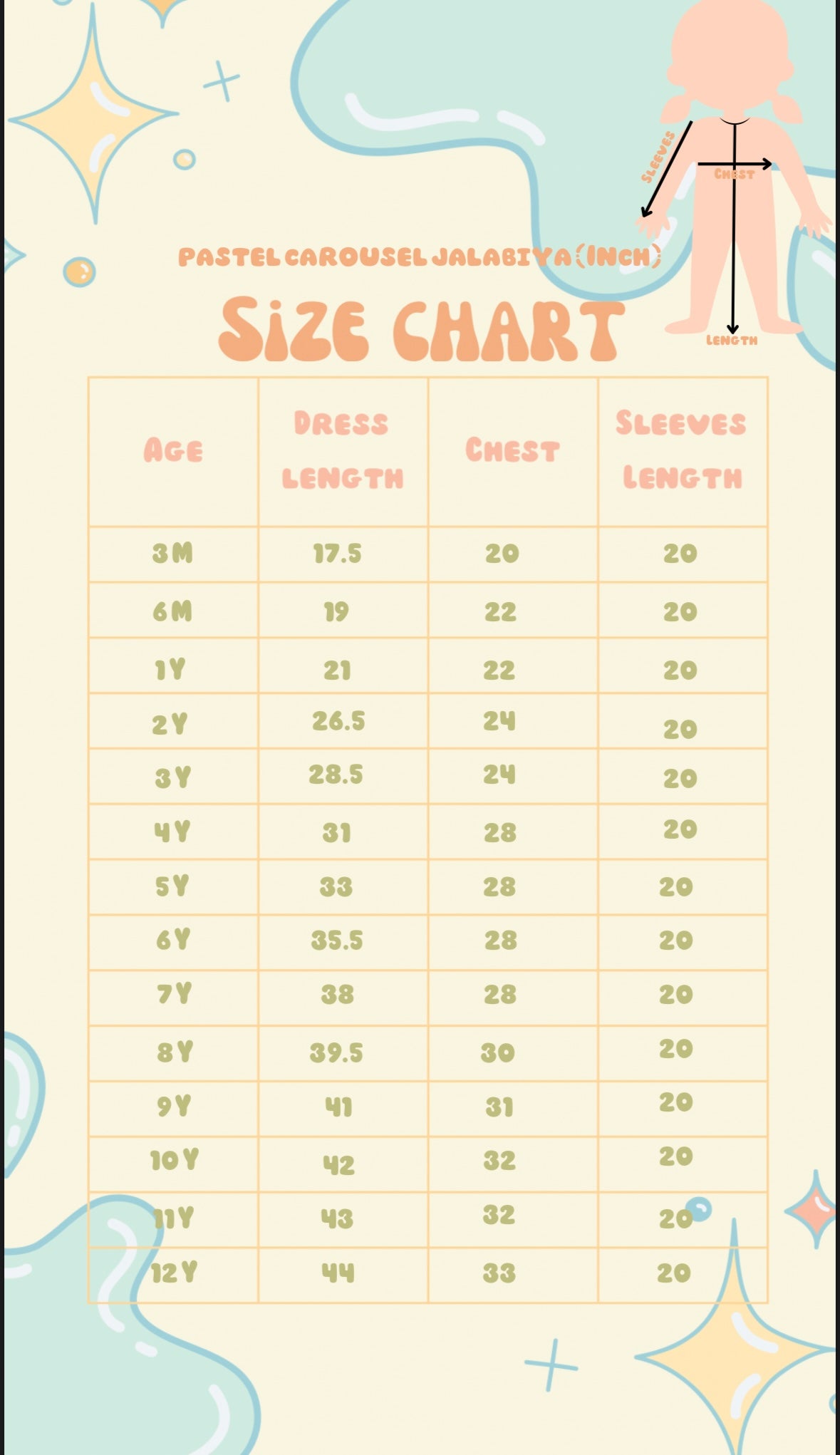 Pastel carousel jalabiya + hairclips - 19