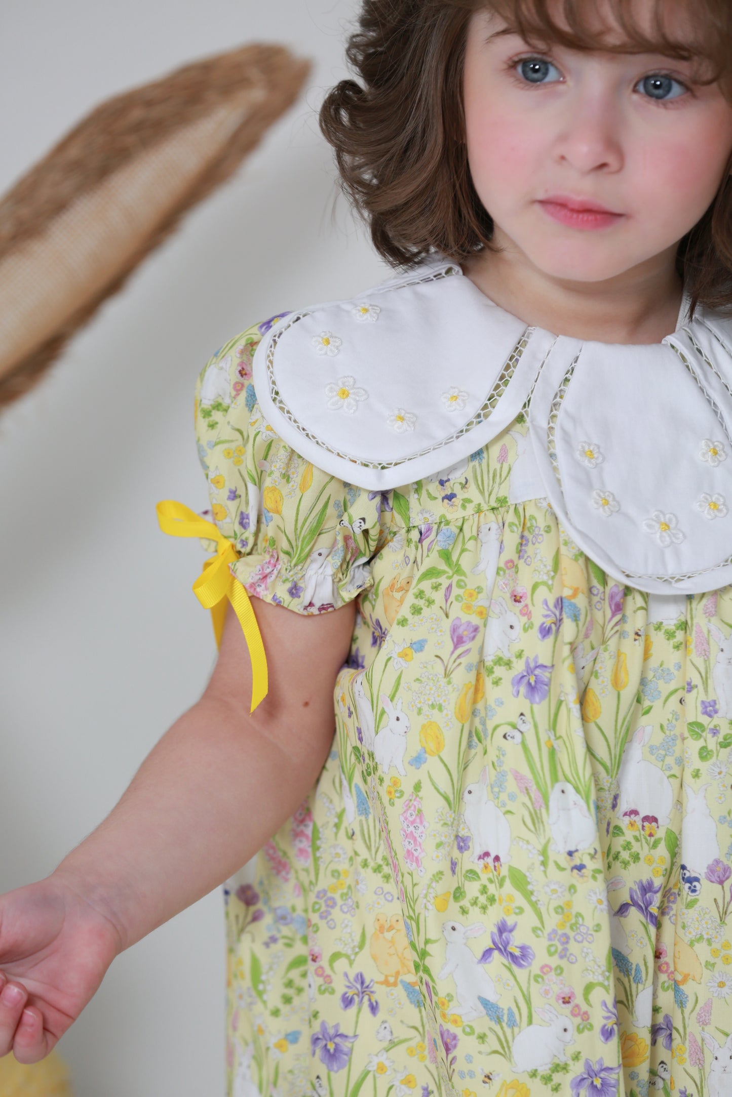 Floral bunnies LONG dress + 2 Hair clips - 76
