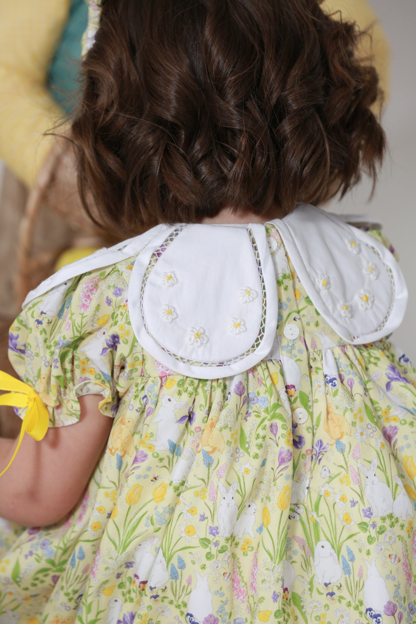 Floral bunnies LONG dress + 2 Hair clips - 76
