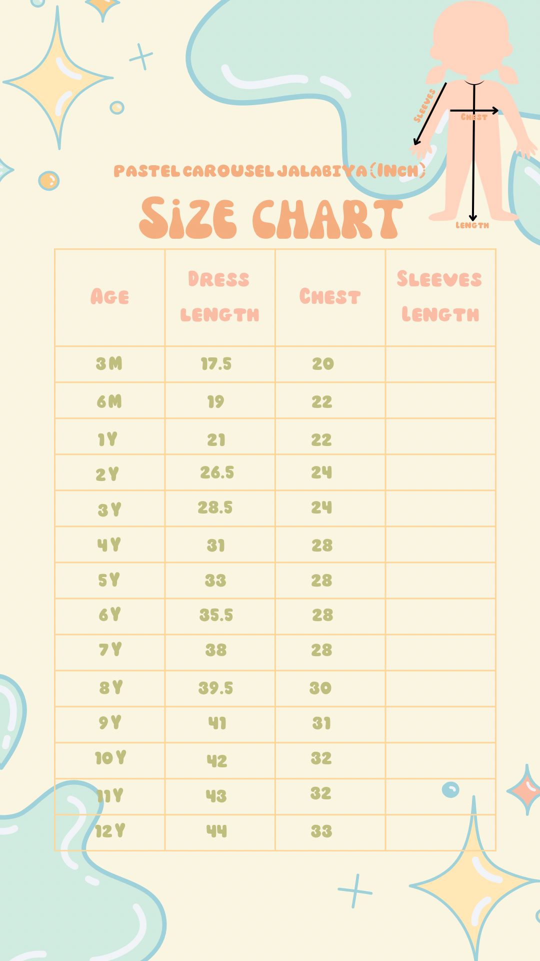 Pastel carousel jalabiya + no hair clips- 19