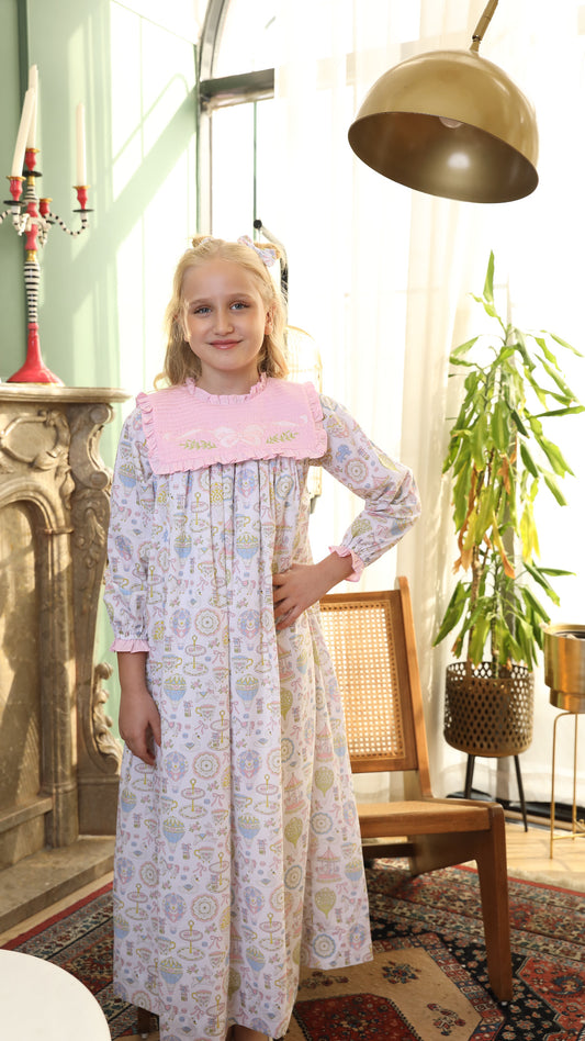 Pastel carousel jalabiya + hairclips - 19