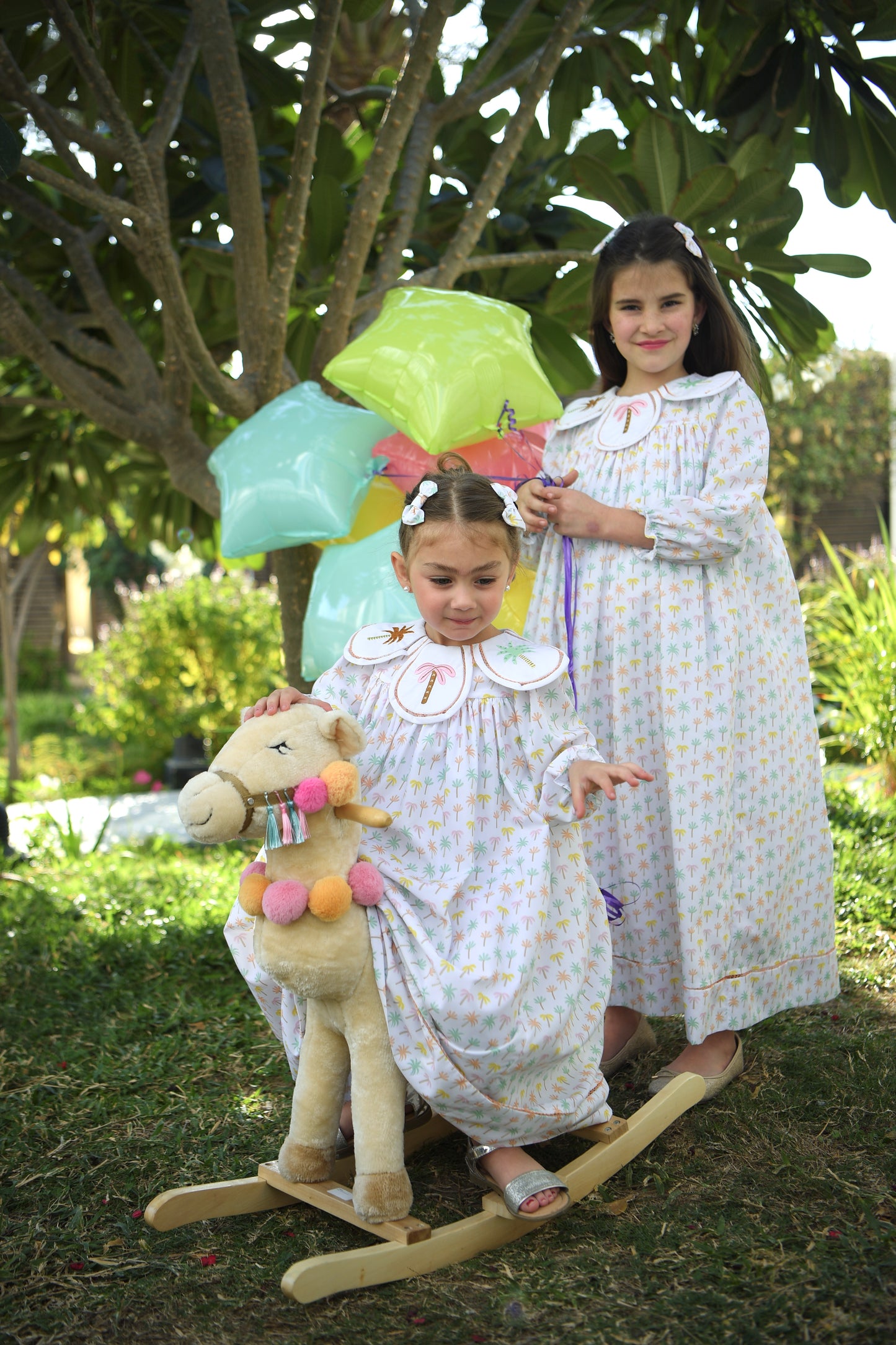 Colorful palms jalabiya + 2 hair clips - 7