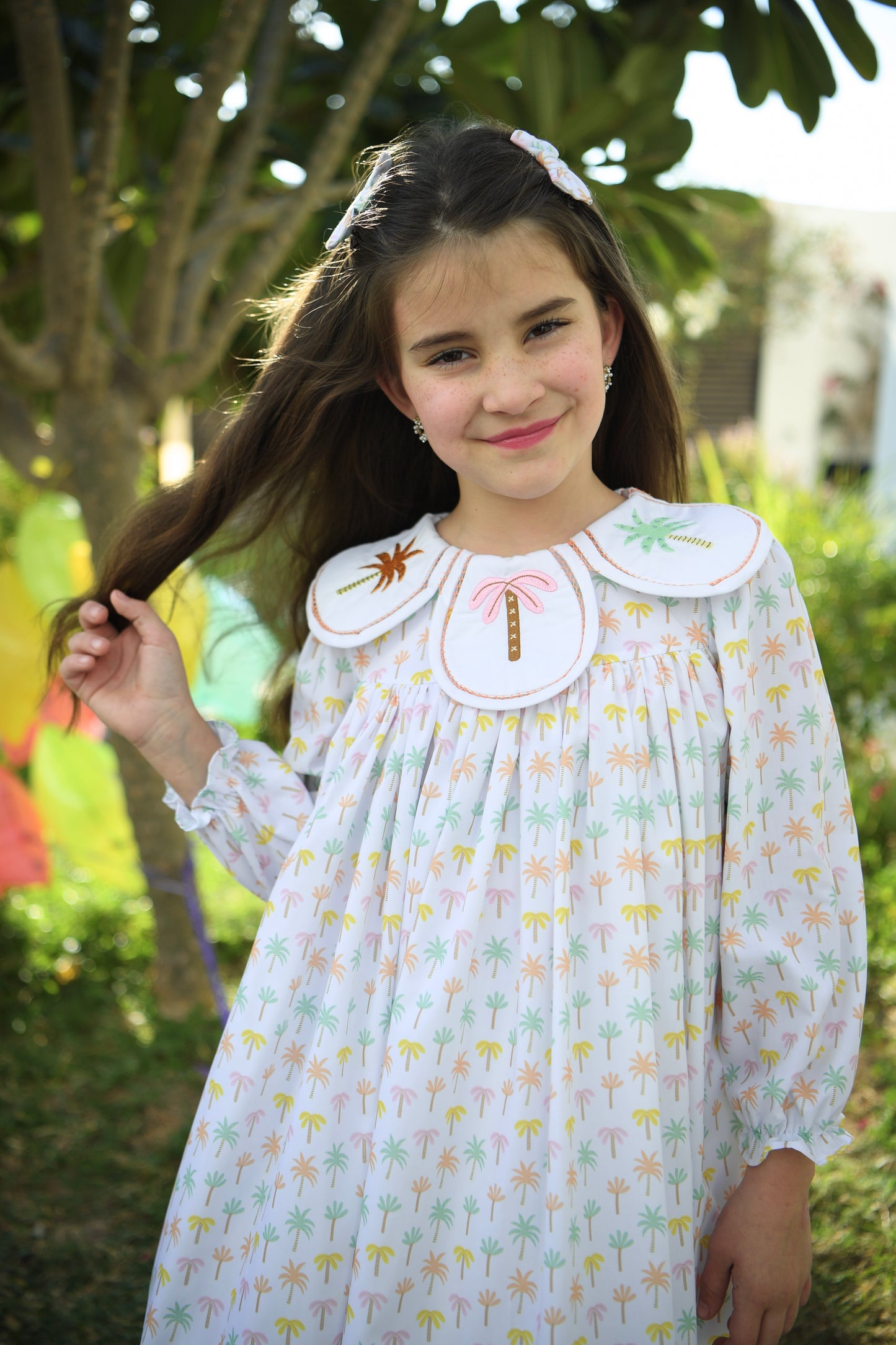 Colorful palms jalabiya + 2 hair clips - 7