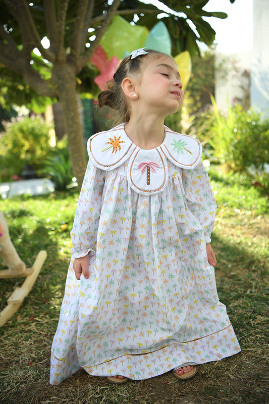 Colorful palms jalabiya + 2 hair clips - 7