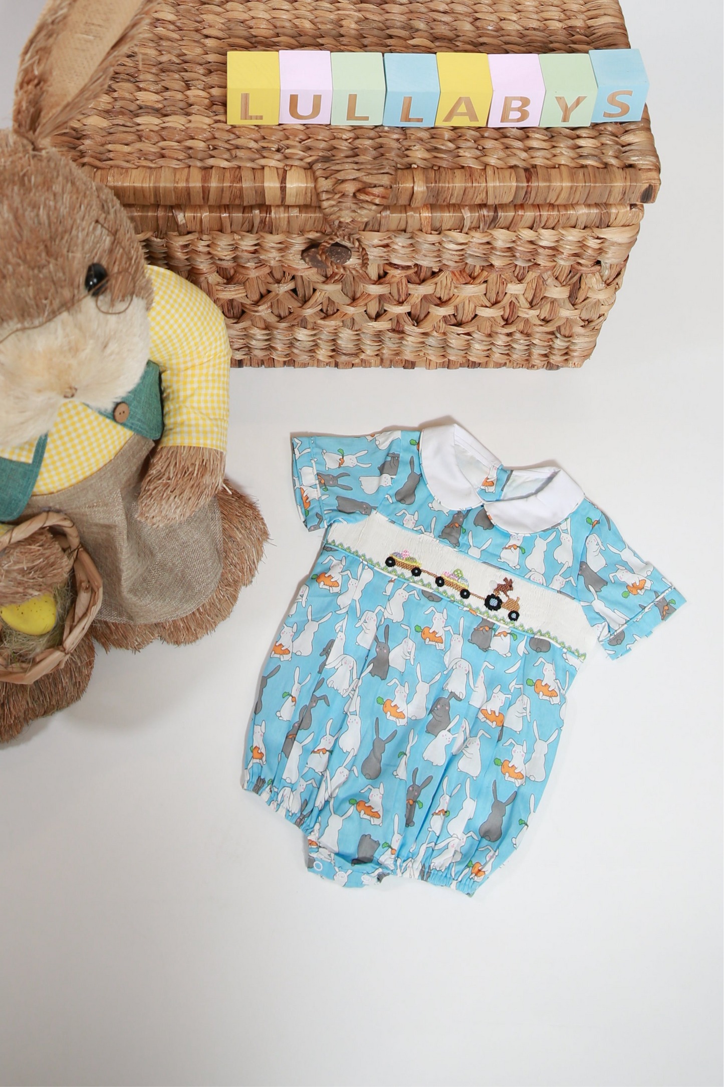 Bunnies train romper-15